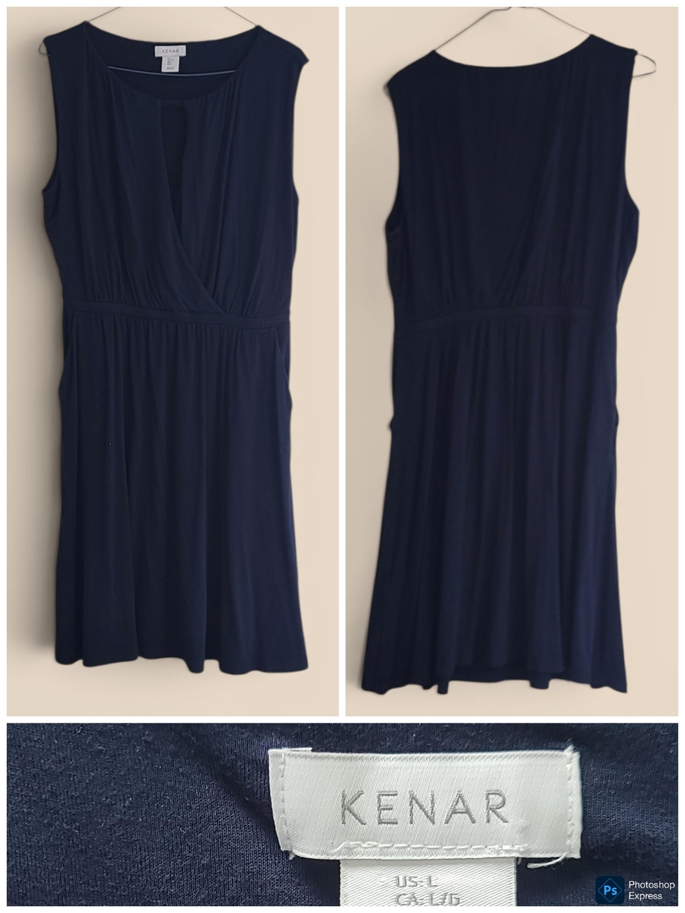 Kenar Navy Blue Stretch Knit Dress